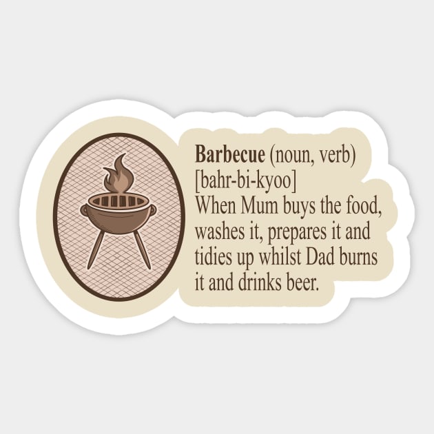 Dictionary Definition of a BBQ barbecue Funny vocabulary meaning Sticker by IceTees